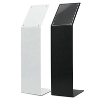 Expositor de Pedestal Metálico Acrílico Curvo en Forma de L Minimalista Premium para Señalización Comercial en Concesionarios de Automóviles y Entradas de Centros Comerciales