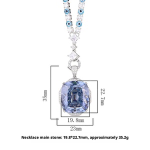 Trendy Jewelry Bright Finish Eco-friendly <b>Copper</b> 20*23mm Dried Rose Design Blue Purple Cubic Zirconia Pendant Necklace for Women - Product Image 2