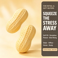 Balle anti-stress en forme d'arachide en TPR à remontée lente, jouet sensoriel pour adultes et adolescents, cadeau apaisant pour l'anxiété, vente en gros