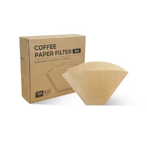 Atacado em forma de V 100 peças filtro de café cone #4 8-12 xícara para cafeteira despeje e goteje