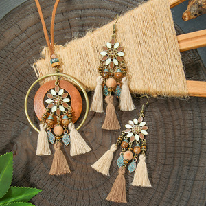 Parure de bijoux bohème en alliage, collier et boucles d'oreilles pour femme, style bohème pour soirée 2025 - Product Image 2