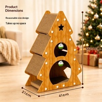 Lit-grattoir pour chat en carton ondulé sur le thème de Noël, idéal pour jouer, se reposer et grimper en intérieur lors des fêtes