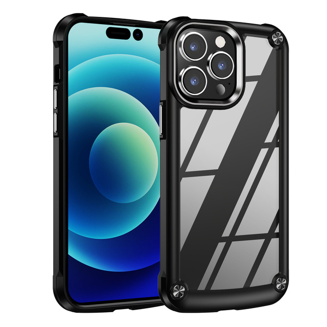 For iPhone 7 to 17 Pro Max Four Corners Thickened Airbags Anti-drop Shockproof Acrylic Back Cover Transparent Phone case
