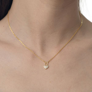 Conjunto de Joyería para Mujer con Colgante de Moneda Giratoria con Corazón y Circonitas, Chapado en Oro de 14k y Plata de Ley 925 - Product Image 4