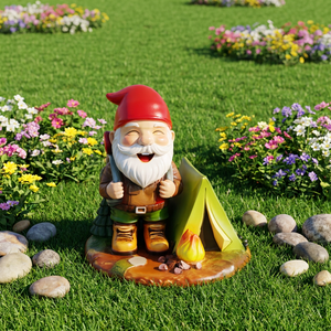 Figurine en résine artisanale haut de gamme personnalisée, écologique, imperméable, gnome d'<span class=keywords><strong>aventure</strong></span> en plein air, ornement OEM ODM, décoration de jardin - Product Image 1