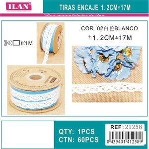 Strisce di pizzo ILAN 1,2 cm x 17 m bianche per decorazioni e artigianato - Product Image 3