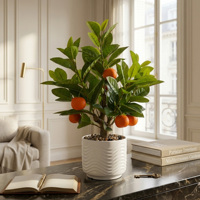 Bonsaï d'oranger artificiel en pot, réaliste, avec fruits de mandarine et verdure, petit modèle de table pour la maison, le bureau ou comme ornement de festival