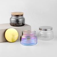 Vente en gros de pots à bougies en verre ambré transparent à large ouverture de 10 oz, écologiques, faits à la main, avec couvercle en bambou, pour la décoration de Noël à la maison