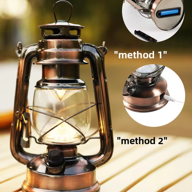 Outdoor Camping LED Rechargeable Portable Lanterns with Dimmable Lighting for Hiking Retro & Fashionable Design