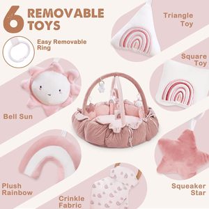 <span class=keywords><strong>Tapis</strong></span> d'éveil convertible 5-en-1 avec 6 jouets pour le développement sensoriel du bébé - Product Image 5