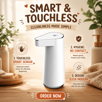 Distributeur de Savon Mural Multifonctionnel à Capteur Tactile Sans Contact, Rechargeable par USB, pour Hôtels et Usage Domestique, avec Distributeur de Savon Moussant de Luxe Personnalisé pour Lessive