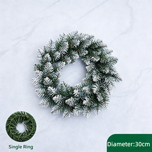 Décoration <span class=keywords><strong>de</strong></span> Noël floquée artificielle <span class=keywords><strong>en</strong></span> faux <span class=keywords><strong>sapin</strong></span> givré à double anneau pour porte ou mur, vente <span class=keywords><strong>en</strong></span> gros directe d'usine - Product Image 1