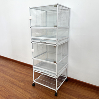 Cage à oiseaux moderne en verre de qualité supérieure, robuste et durable, personnalisable par l'OEM, avec roulettes fixables pour perroquets et petits oiseaux