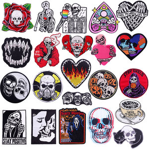 Áo vá thêu hình đầu lâu Gothic bán buôn, thiết kế logo tùy chỉnh, phong cách Punk Rock, may hoặc là ủi lên quần áo, mũ - Product Image 1