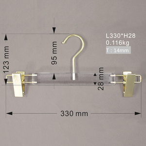 Cintres pour jupes, pantalons, clips dorés, en acrylique, transparent, personnalisé, impression de logo, pour magasins de vêtements - Product Image 6