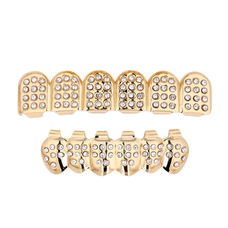 2020 क्रिसमस फैशन अमेरिकी HipHop 18k सोना मढ़वाया हीरे की ड्रिल दांत Grillz शारीरिक आभूषण