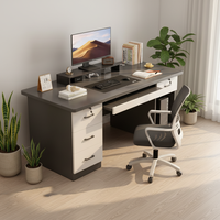 Bureau d'ordinateur en bois massif avec tiroirs, design moderne et simple, idéal pour le télétravail, l'e-sport, la chambre ou le bureau
