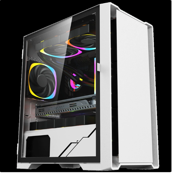 New Cross-border Dustproof Wide-body Tempered Glass Computer Case Desktop PC Cartoon E-sports Gaming Case China Origin