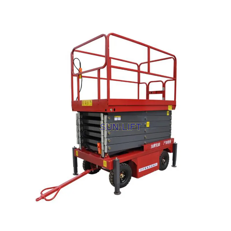 6M 8M 10M 11M Towable Mobile Murah Platform Angkat Gunting Harga Vertikal Hidrolik Man Lift untuk Lukisan dengan CE