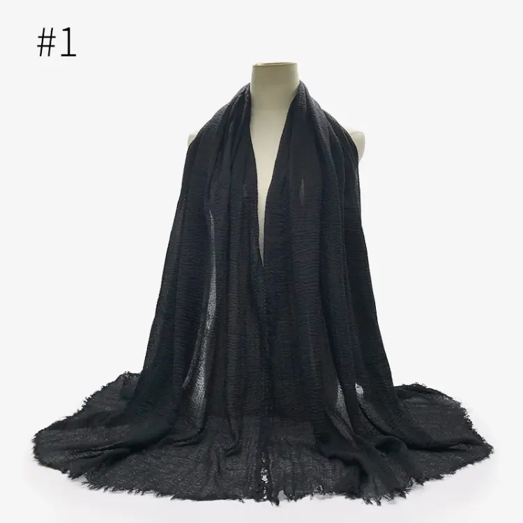 Prix usine léger respirant châle écharpe anneau velours TR coton crêpe couleur unie shemagh voile ghutra hijab