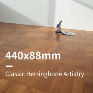 Plancher en <span class=keywords><strong>bois</strong></span> à chevrons en teck birman massif 440x88mm planches ensoleillées naturelles pour la maison et l'hôtel - Product Image 3