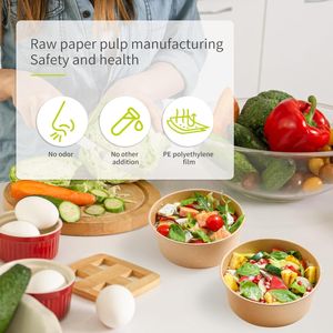 Bols à Salade et Nouilles en Papier Kraft Jetables Écologiques Biodégradables à Paroi Simple, 500ml 750ml, pour Hamburger et Plats à <span class=keywords><strong>Emporter</strong></span> en Gros - Product Image 5