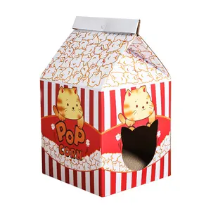 Directly Provided By The Manufacturer Creative Lovely House Shape Corrugated Cat Toy