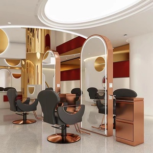 KELLY Lighted Makeup Salon <b>Mirror</b> Station Styling Stations Cabinet for Hair Salon Free Standing Styling Stations - Product Image 5