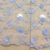 Tissu en dentelle multicolore brodé, tissu en organza fleuri pour robe de mariée