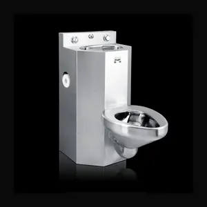 Foshan 304 Mangkuk Toilet Baja Tahan Karat Kombinasi Toilet dengan Bak Cuci