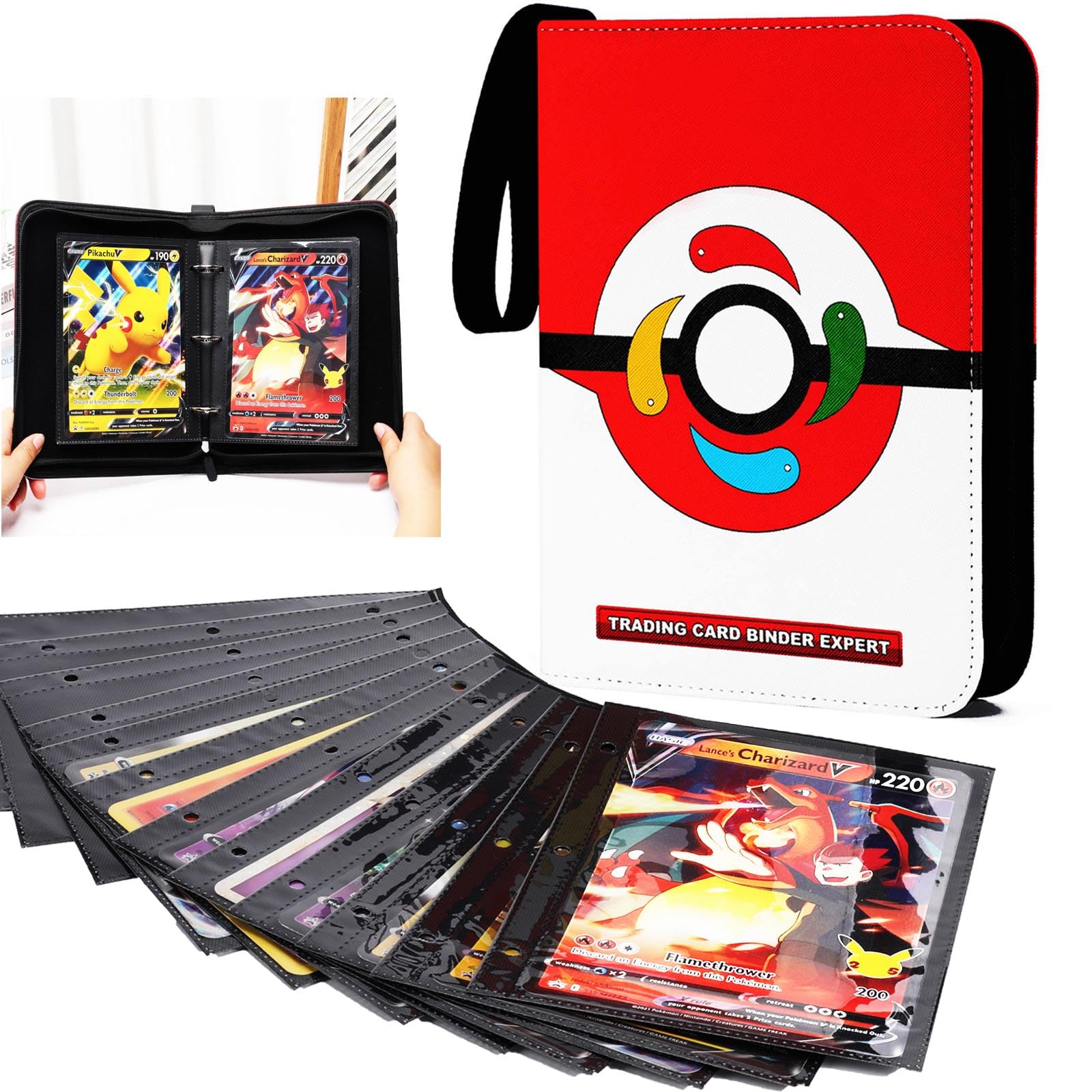 1000 card pokemon binder Jumbo 16-Pocket Card Binder – Holds 1000+ Cards main image 0