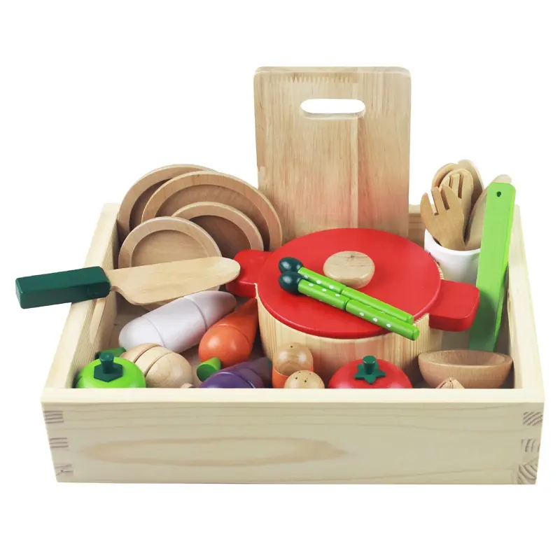 Wooden Kitchen Toy Magnetic Fruit Vegetables Cut Baby Cognitive Enlightement Educational Toy Kids Role play kitchen Games