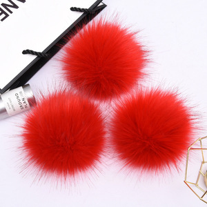 China 10cm Faux <span class=keywords><strong>falso</strong></span> mapache de piel de zorro bola desmontable Fluffy pompón de Pom con Snap/pin/elatic - Product Image 2