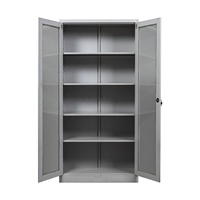 Armoire de classement métallique contemporaine polyvalente à 2 portes, armoire de rangement commerciale durable avec porte en verre réglable pour bureau à domicile