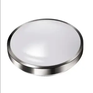 Lampu langit-langit LED, 13 inci 24W cincin tunggal peredupan bingkai perak Led Flush Mount fitting lampu langit-langit Led