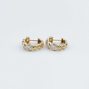 Anting-anting lingkaran emas kuning 18K berlian buatan laboratorium gaya retro mewah untuk wanita, perhiasan emas berkualitas tinggi - Product Image 1