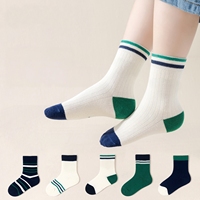 Calcetines Deportivos a Rayas para Niños, de Algodón, Sin Costuras, Resistentes al Olor, Anti-Pilling, Absorbentes del Sudor, de Media Pantorrilla, para Estudiantes