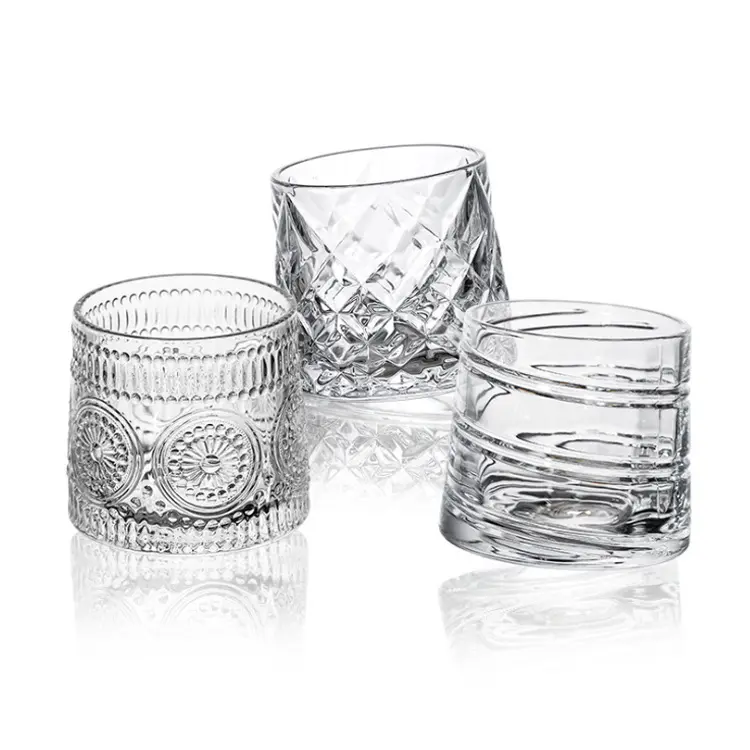3d Relief Whiskey Glass Japanese Creative Top Tumbler Whiskey Glass Personality Rotating Whiskey Glass Factory Direct Sales