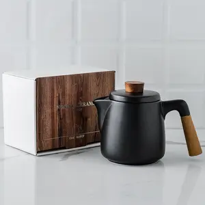 Caja de regalo europea, cerámica nórdica, té de la tarde, taza de café, mango de madera, soporte de madera