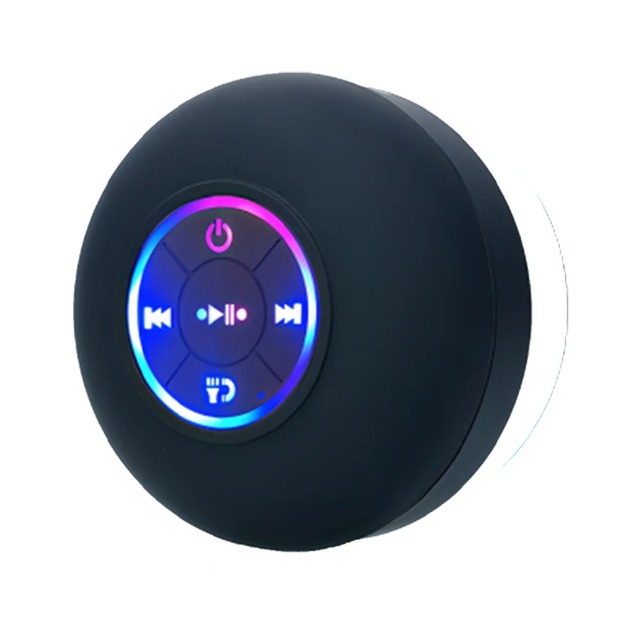 BT Shower Speaker with RGB Lights Waterproof Wireless Stereo Sound Suction Cup Mount for Bathroom Pool Home Outdoor