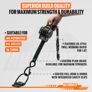 <span class=keywords><strong>Sangle</strong></span> d'arrimage à cliquet rétractable de haute qualité AUTOBOTS, 1 pouce, robuste, en polyester, <span class=keywords><strong>pour</strong></span> <span class=keywords><strong>moto</strong></span>, <span class=keywords><strong>remorque</strong></span> et bateau - Product Image 3