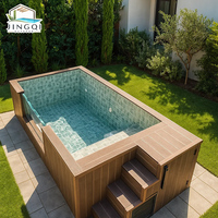 Piscine hors sol compacte carrée personnalisée en fibre de verre pour jardin familial, jacuzzi extérieur, spa, conteneur bleu pour la maison