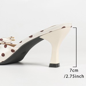Sandalias de Tacón Alto Tipo Mule con Punta en Pico y Lazo de Puntos para Mujer, Estilo Europeo y Americano, Color Negro - Product Image 5