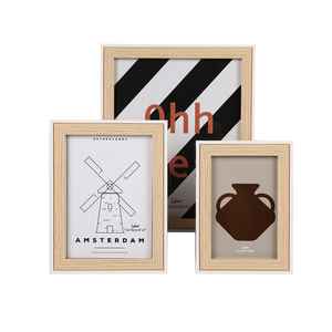 Cadre en plastique bicolore effet bois pour impression <span class=keywords><strong>texte</strong></span> orange personnalisée 8x10 pouces, décoration murale minimaliste rayée, cadeau, vente en gros - Product Image 3