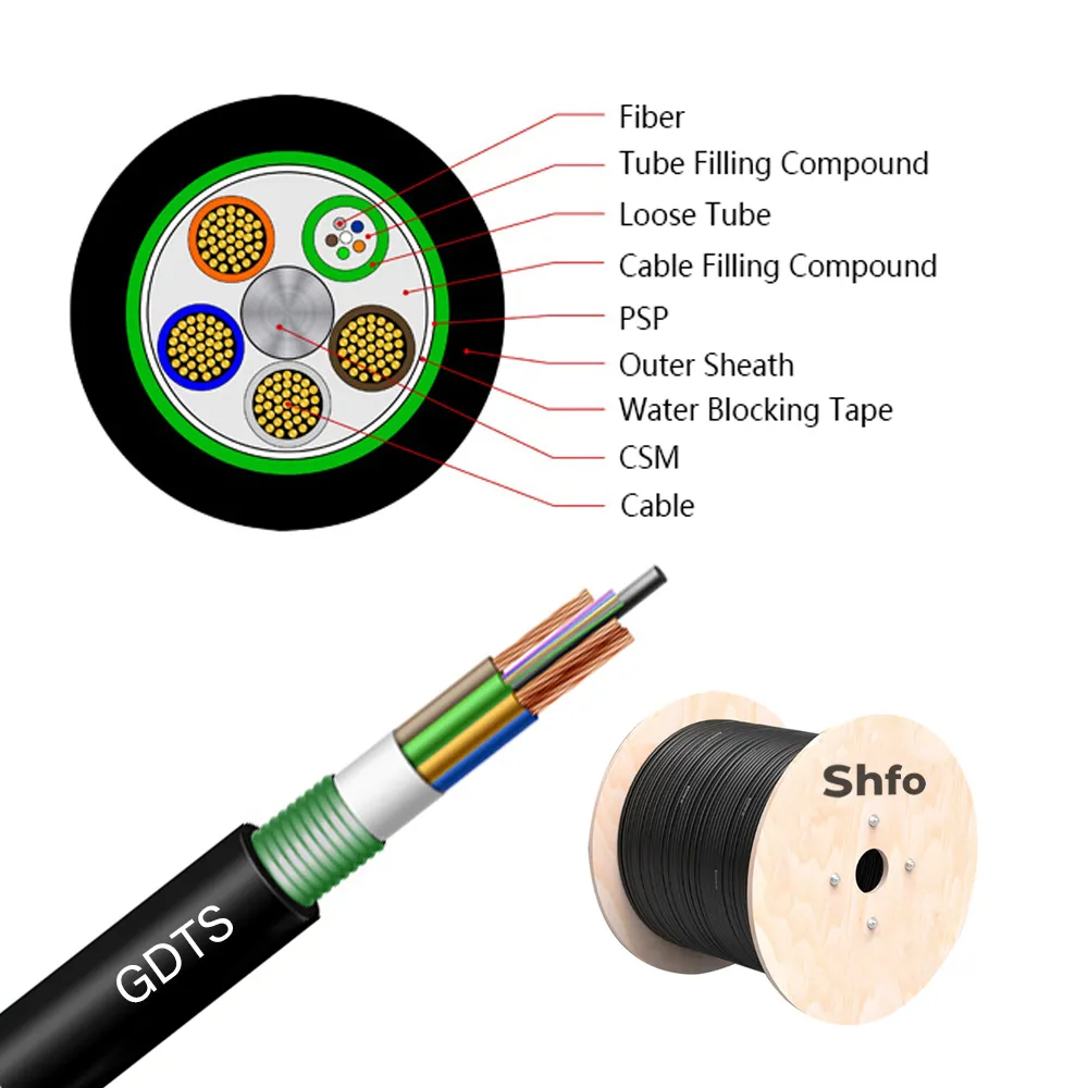 SHFO-GDTS GDTS 4-144 Core RV 2.5*2mm Power Outdoor kabel serat optik tipe lapis baja