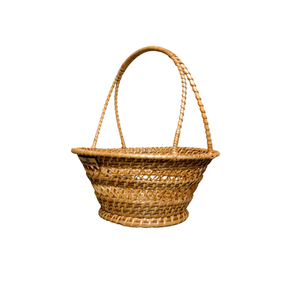 <b>Round</b> Wicker Picnic <b>Basket</b> Wood <b>With</b> a Foldable Wood <b>Lid</b> Rattan Beach Woven Vegetable <b>Basket</b> - Product Image 6