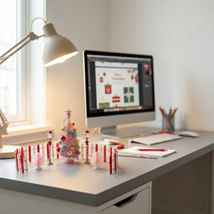 סט קישוטי כפר חג המולד עם תאורת לד, כולל דמויות, עץ שלג ותפאורה של עיירה חגיגית לקישוט שולחן - Product Image 1