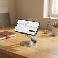Support de téléphone rotatif en alliage d'aluminium, réglable à 360 degrés, pliable, support de bureau pour téléphone et tablette