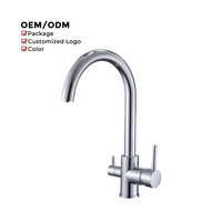 Robinet de cuisine en laiton avec purificateur d'eau, mitigeur pivotant à 360° à trou unique, pulvérisateur extractible chromé, robinet mélangeur eau chaude et froide
