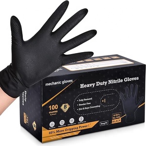 6mil 8mil Black Automobile Industrial Nitrile Mechanic Gloves Garage Car Repair Use Full Textured Heavy Duty Mechanical Gloves - Product Image 1